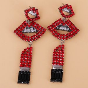 Red lip dangle earrings